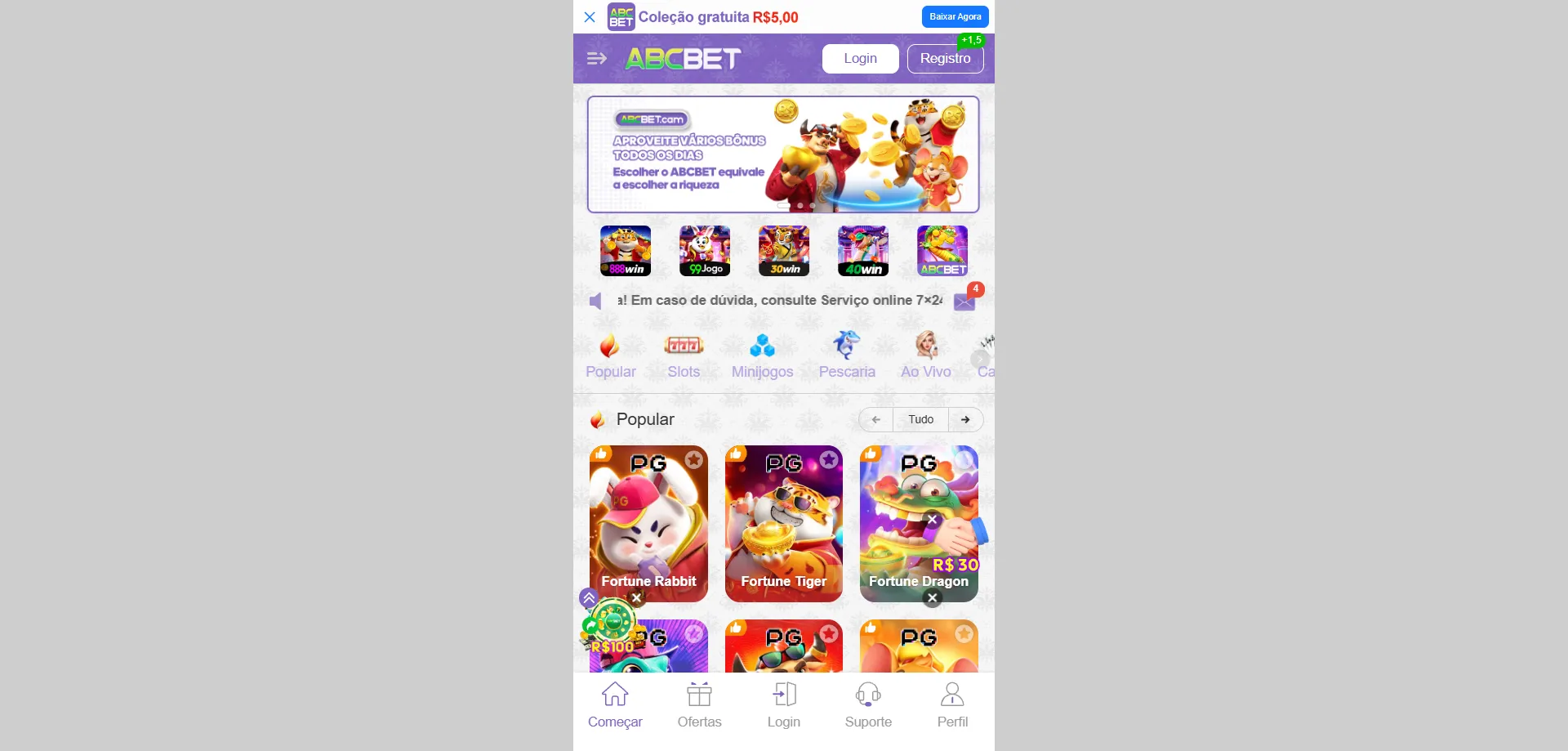 Plataforma Abcbet Casino BR — jogos de cassino e apostas online